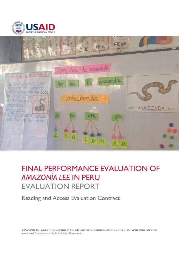 Reading and access evaluation report : final performance evaluation of Amazonia lee in Peru