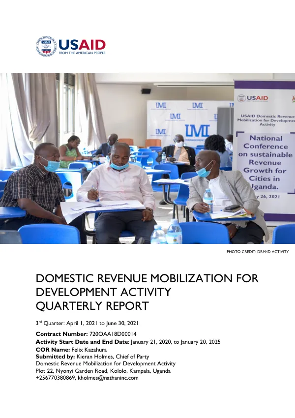 Domestic Revenue Mobilization for Development Activity Quarterly Report 3rd Quarter: April 1, 2021 to June 30, 2021