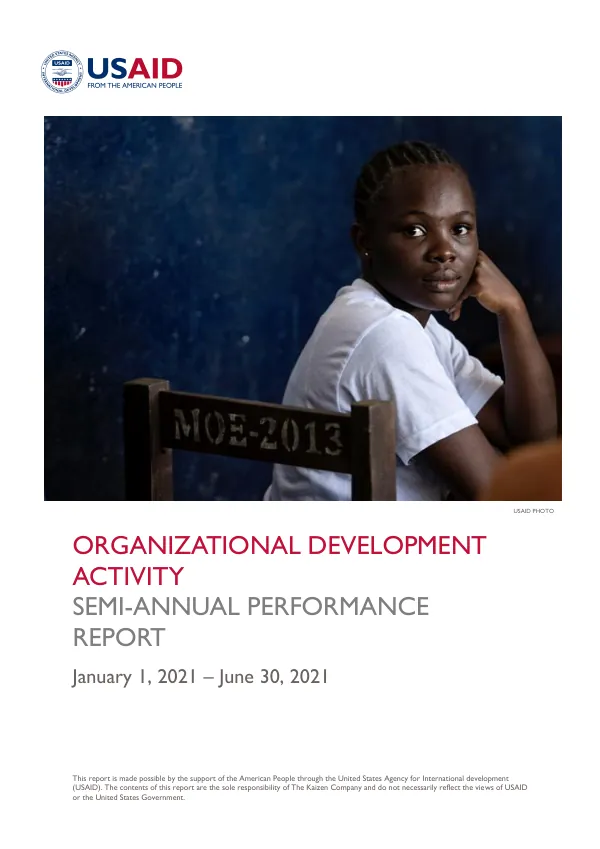 Semi-Annual Performance Report: Organizational Development Activity (ODA) January 1, 2021 – June 30, 2021
