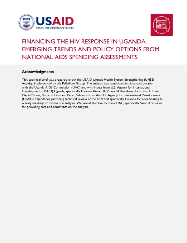 Financing the HIV Response in Uganda: Emerging Trends and Policy Options from National AIDS Spending Assessments