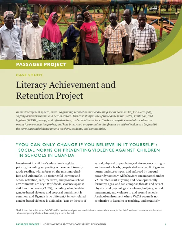 Education Social Norms Case Study: Literacy Achievement and Retention Project in Uganda