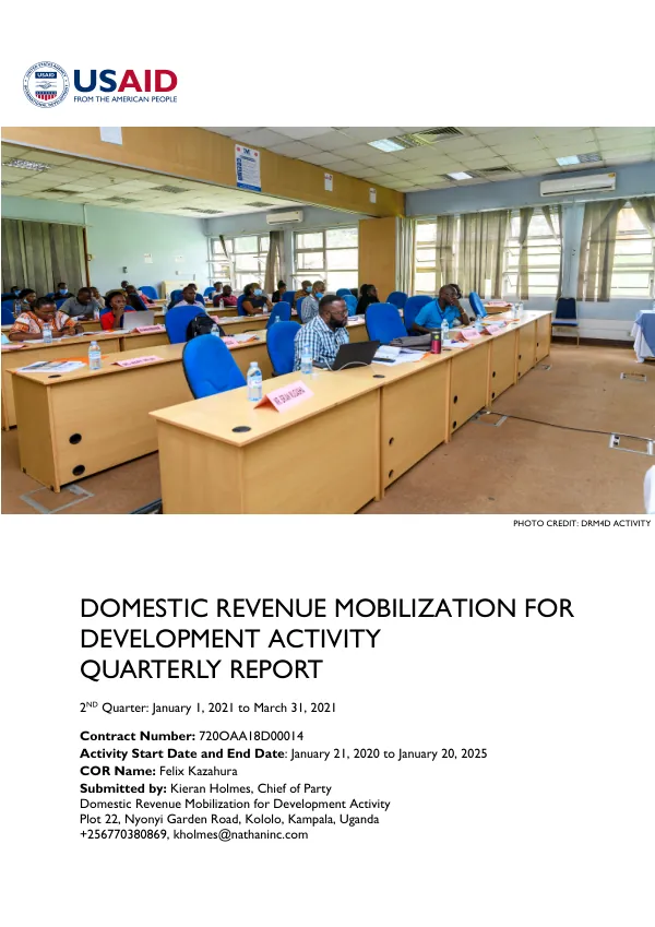 Domestic Revenue Mobilization for Development Activity Quarterly Report 2ND Quarter: January 1, 2021 to March 31, 2021