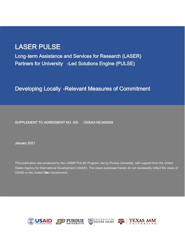 Supplement to Agreement No. AID-7200AA18CA00009: Developing Locally-Relevant Measures of Commitment