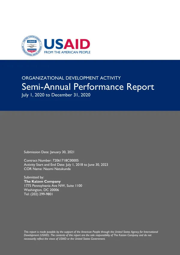 Semi-Annual Performance Report: Organizational Development Activity