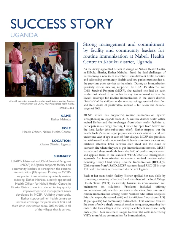 Success Story: Routine Immunization in Kibuku District, Uganda