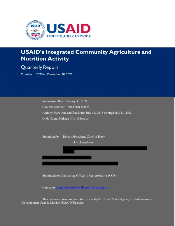 USAID ICAN FY21 Q1 Quarterly Performance Report