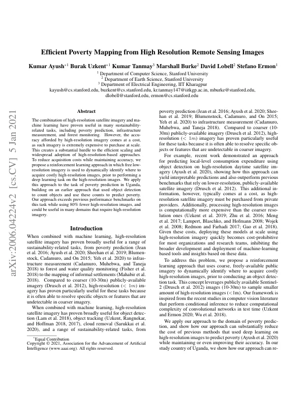 Efficient Poverty Mapping from High Resolution Remote Sensing Images