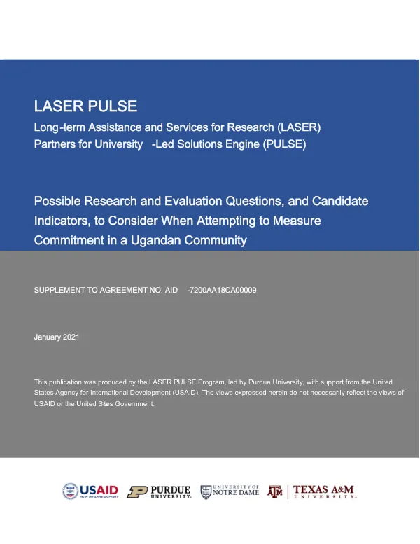 Possible Research and Evaluation Questions, and Candidate Indicators, to Consider When Attempting to Measure Commitment in a Ugandan Community