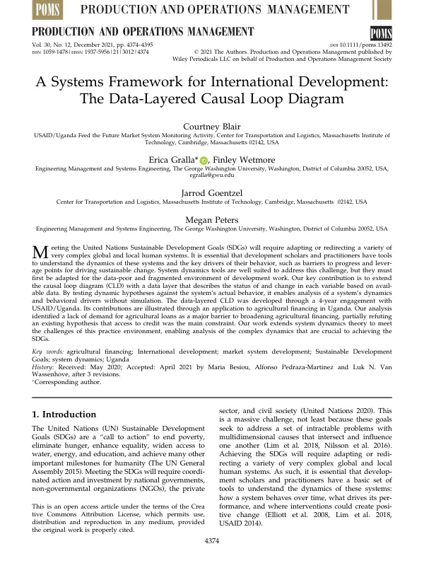 A Systems Framework for International Development: The Data‐Layered Causal Loop Diagram
