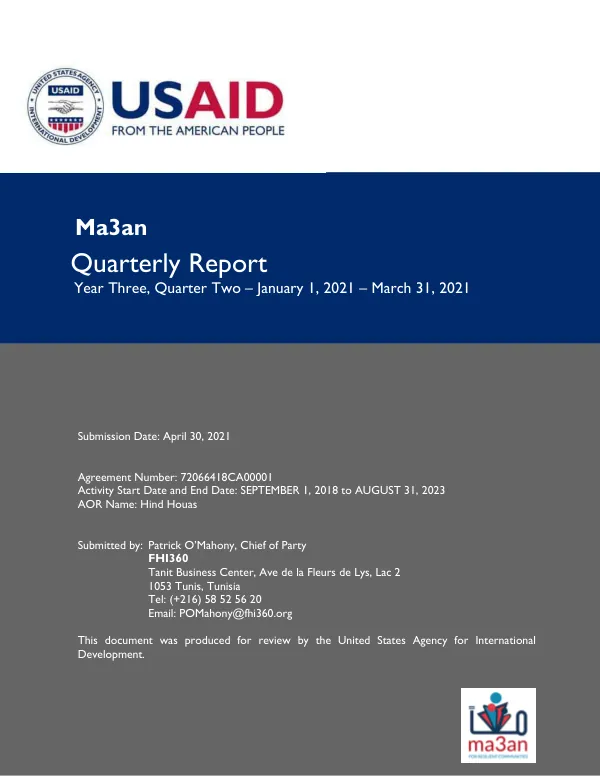 Ma3an Quarterly Report Year Three, Quarter Two – January 1, 2021 – March 31, 2021