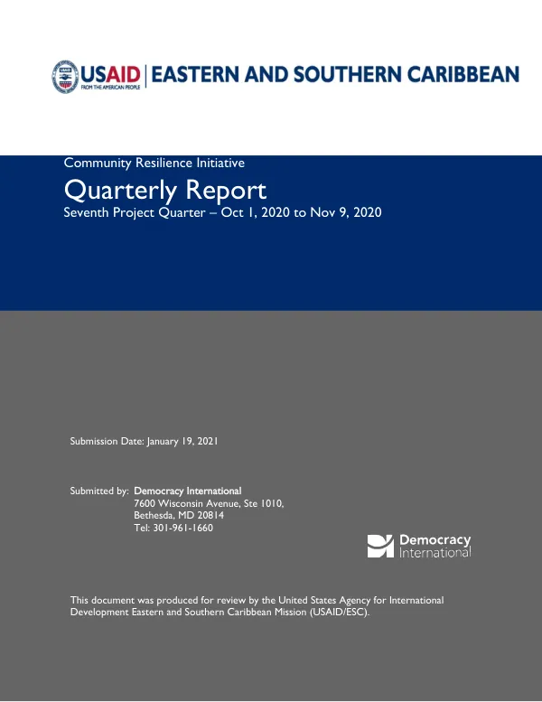 Community Resilience Initiative Quarterly Report (Oct-Nov 2020)
