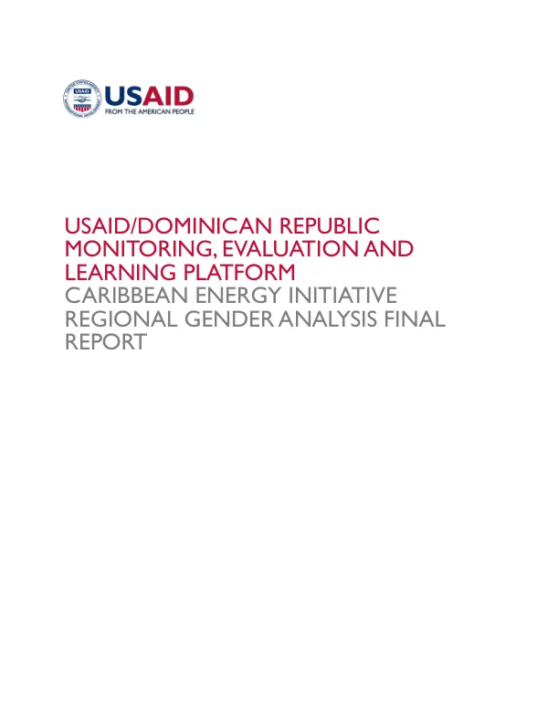CARIBBEAN ENERGY INITIATIVE REGIONAL GENDER ANALYSIS FINAL REPORT