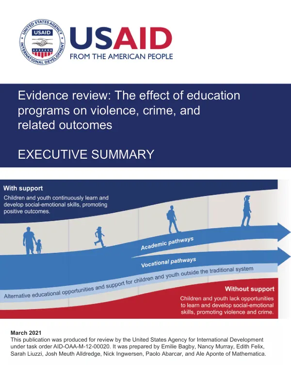 Evidence review: The effect of education programs on violence, crime, and related outcomes