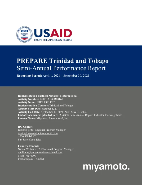 Semi-Annual Performance Report: PREPARE Trinidad and Tobago
