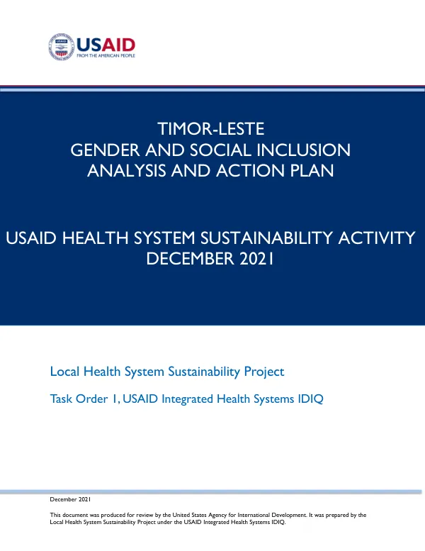 Timor-Leste Gender Equity and Social Inclusion Analysis and Action Plan