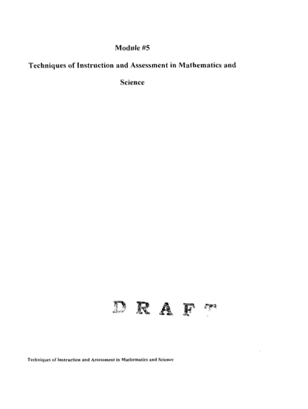 Techniques of Instruction and Assessment in Mathematics and Science