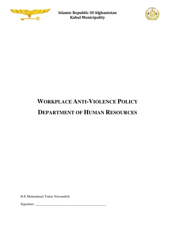 Workplace Anti-Violence Policy