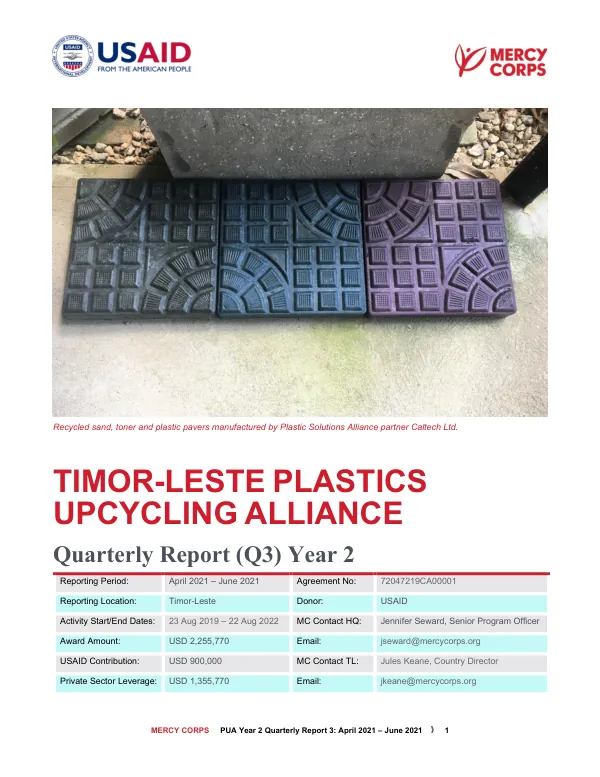 PUA Year 2 Quarterly Report 3: April 2021 – June 2021
