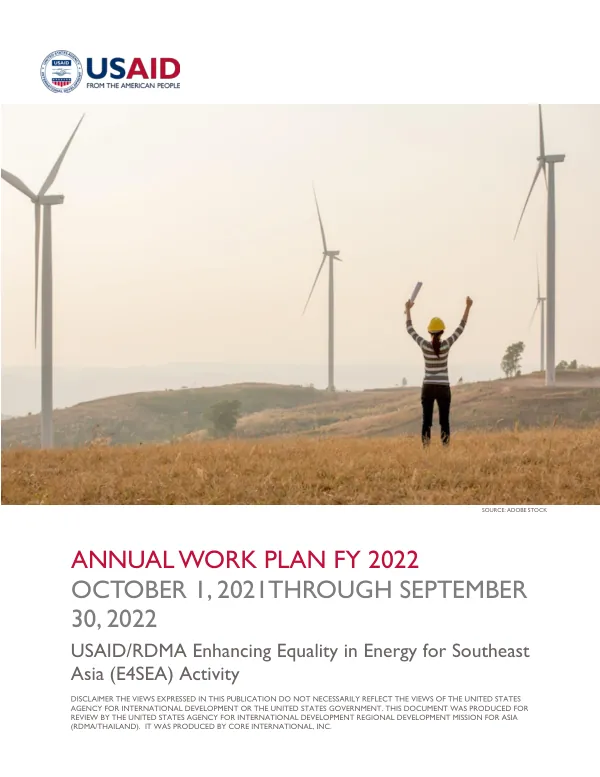 Revised Year 2 Annual Work Plan (Without Budget) for Enhancing Equality in Energy for Southeast Asia (E4SEA) Activity
