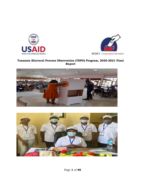 Tanzania Electoral Process Observation (TEPO) Program, 2020-2021 Final Report