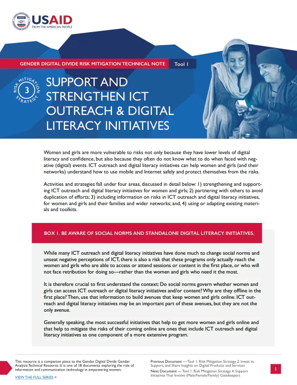 Gender Digital Divide Risk Mitigation Technical Note