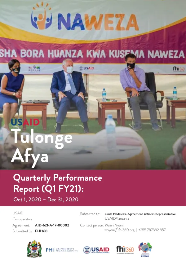 Quarterly Performance Report (Q1 FY21): Tulonge Afya