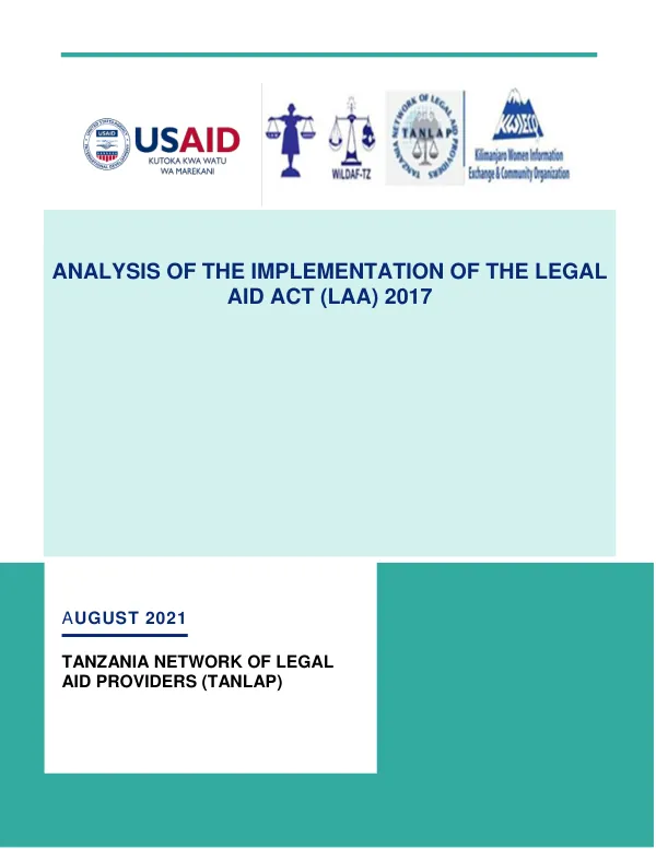 Analysis of the Implementation of the Legal Aid Act (LAA) 2017 in Tanzania