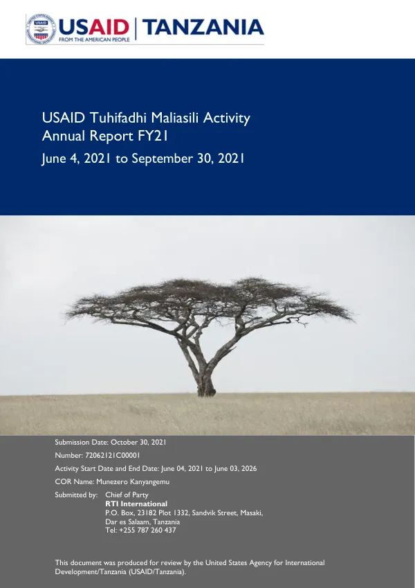 USAID Tuhifadhi Maliasili Activity Annual Report FY21