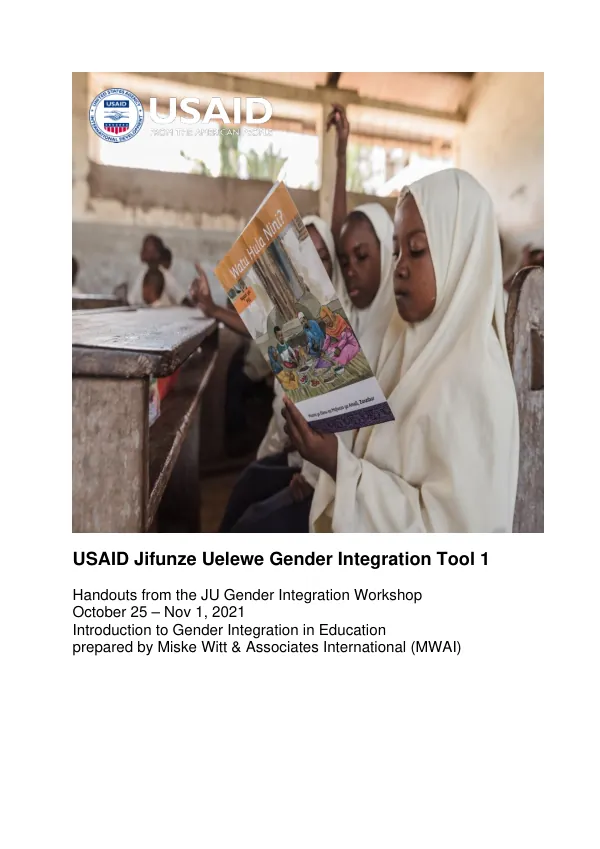 USAID Jifunze Uelewe Gender Integration Tool 1