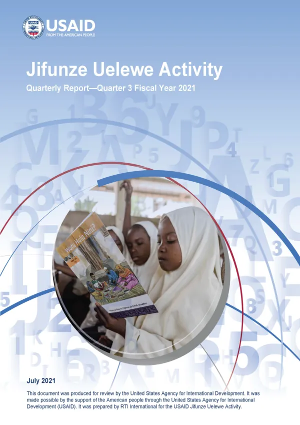 Jifunze Uelewe Activity Quarterly Report, Quarter 3 Fiscal Year 2021