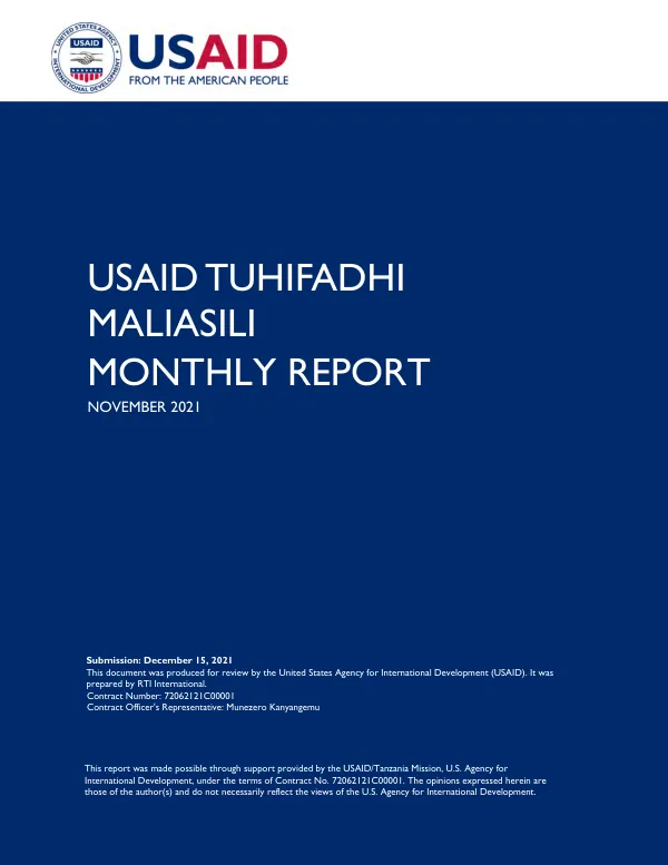 USAID Tuhifadhi Maliasili Monthly Report - November 2021