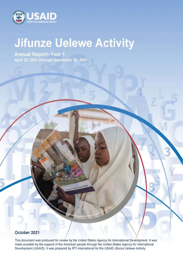 Jifunze Uelewe Activity Annual Report-Year 1 April 22, 2021 through September 30, 2021