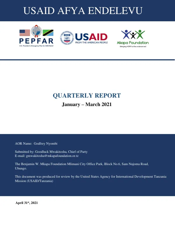 Quarterly Report January – March 2021