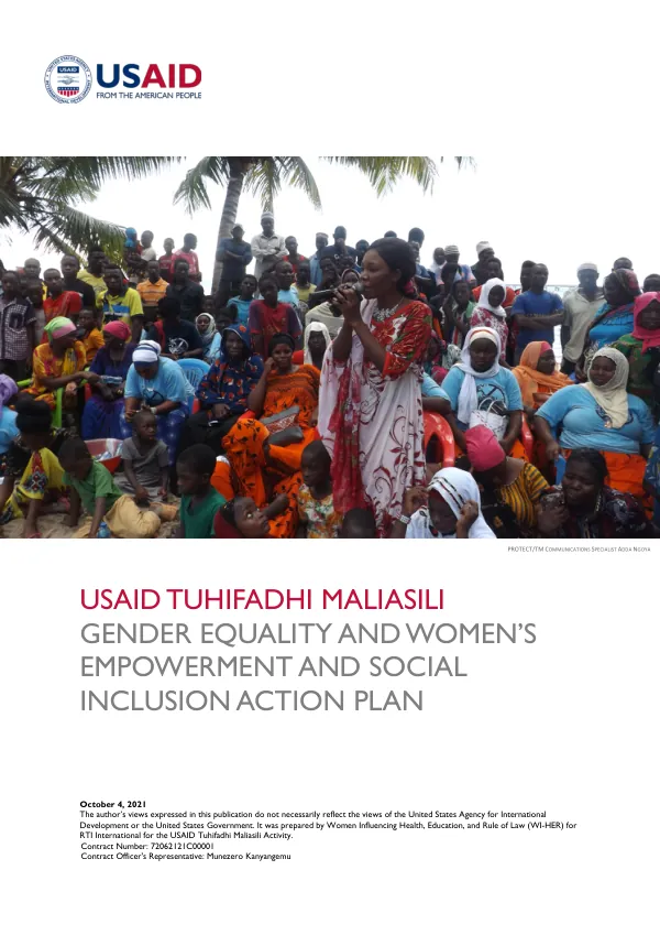USAID Tuhifadhi Maliasili Gender Equality and Women’s Empowerment and Social Inclusion Action Plan