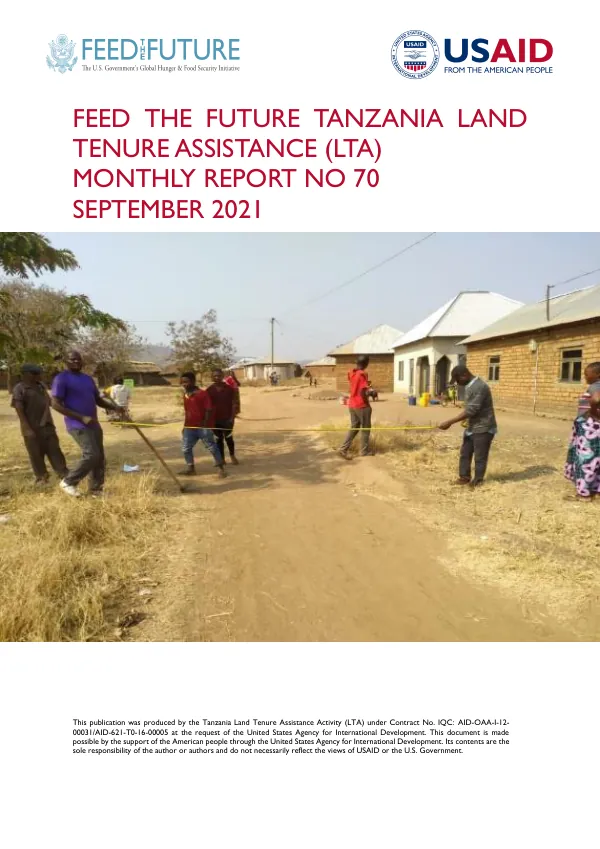 Feed the Future Land Tenure Assistance (LTA) Monthly Report No. 70 - September 2021