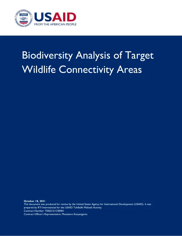 Biodiversity Analysis of Target Wildlife Connectivity Areas