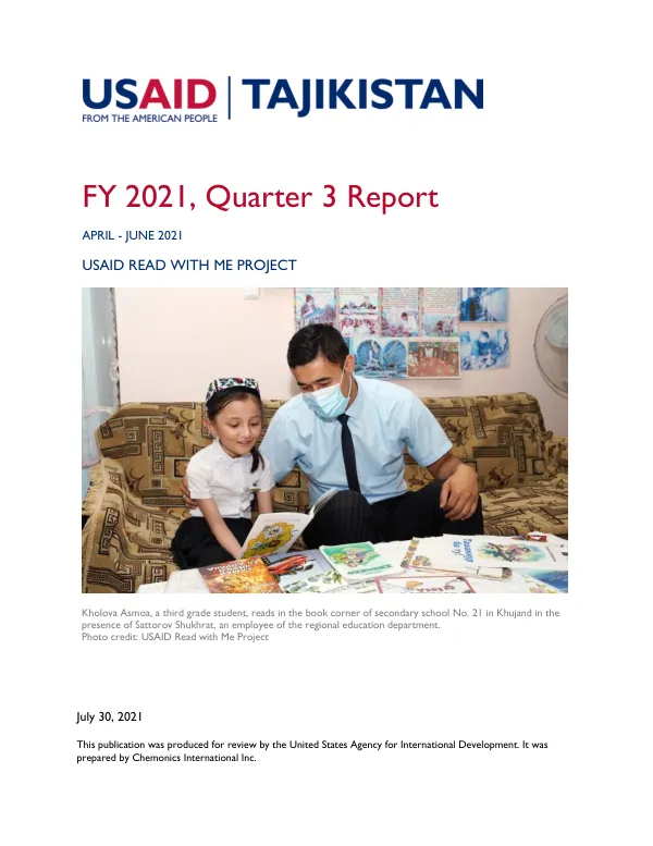 FY 2021, Quarter 3 Report: USAID Read with Me Project