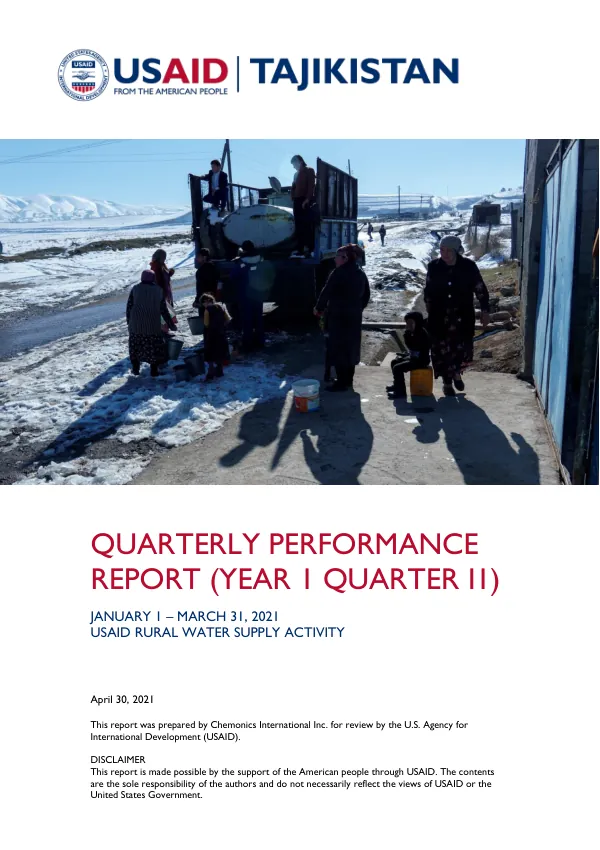 USAID Rural Water Supply Activity Quarterly Report Year 1, Quarter II