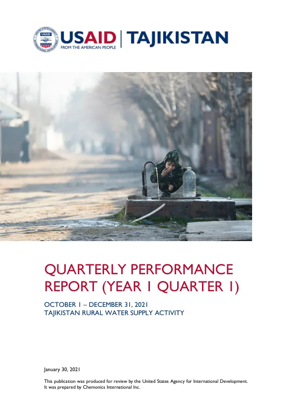 USAID Rural Water Supply Activity Quarterly Report Year 1, Quarter 1