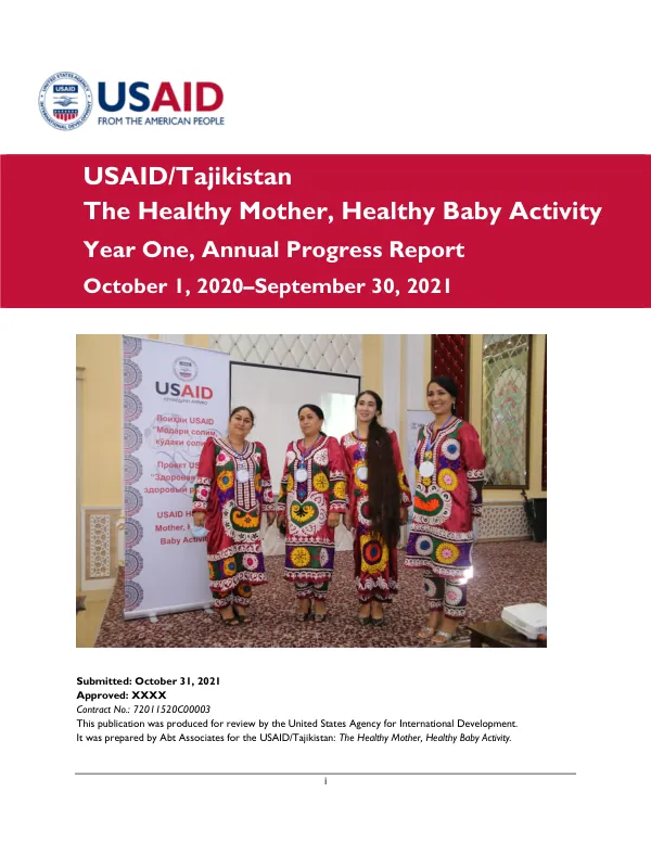 Year One, Annual Progress Report: The Healthy Mother, Healthy Baby Activity