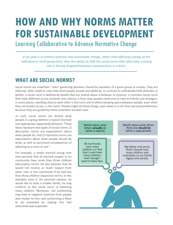 HOW AND WHY NORMS MATTER FOR SUSTAINABLE DEVELOPMENT