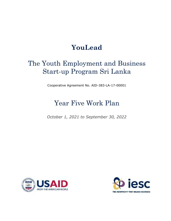 Fifth Annual Work Plan: Youth Employment and Business Start-up Program (YouLead)
