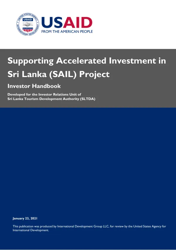 Supporting Accelerated Investment in Sri Lanka (SAIL) Project Investor Handbook