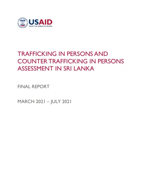 Trafficking in Persons and Counter Trafficking in Persons Assessment in Sri Lanka