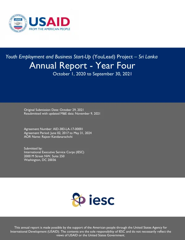 Youth Employment and Business Start-Up (YouLead) Project – Sri Lanka Annual Report - Year Four