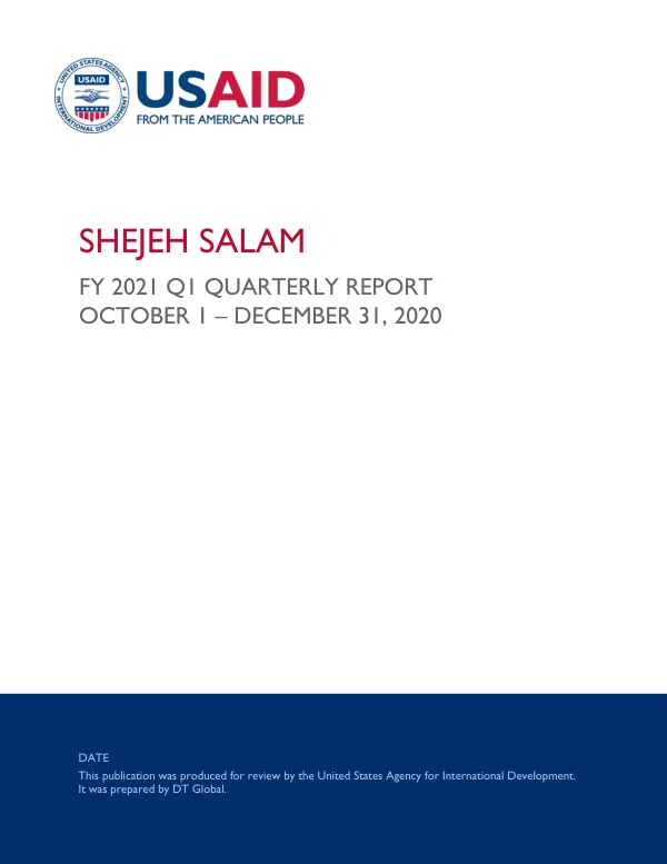Shejeh Salam FY 2021 Q1 Quarterly Report: October 1 – December 31, 2020