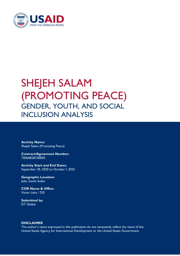 Gender, Youth, and Social Inclusion Analysis: Shejeh Salam (Promoting Peace)