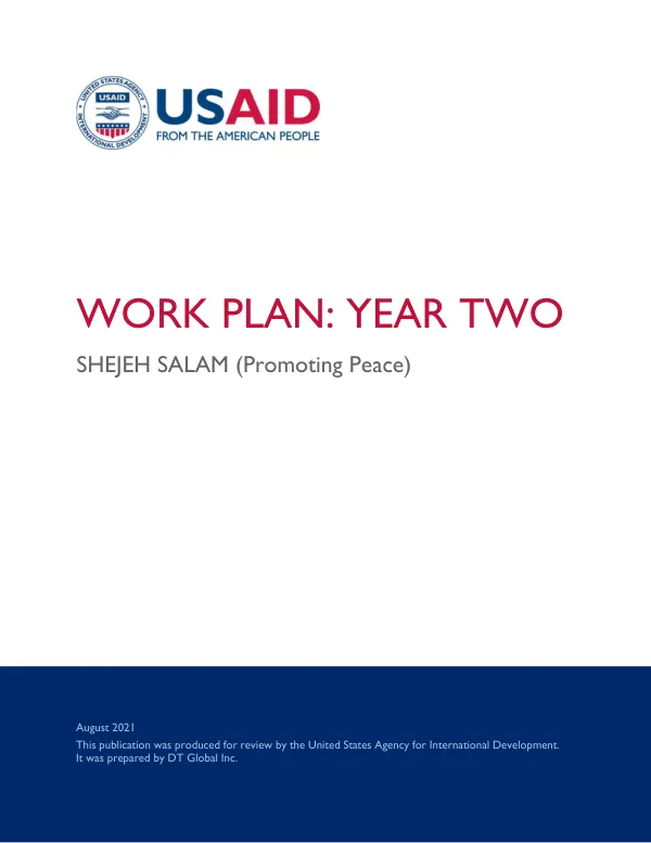 Work Plan: Year Two | Shejeh Salam (Promoting Peace)