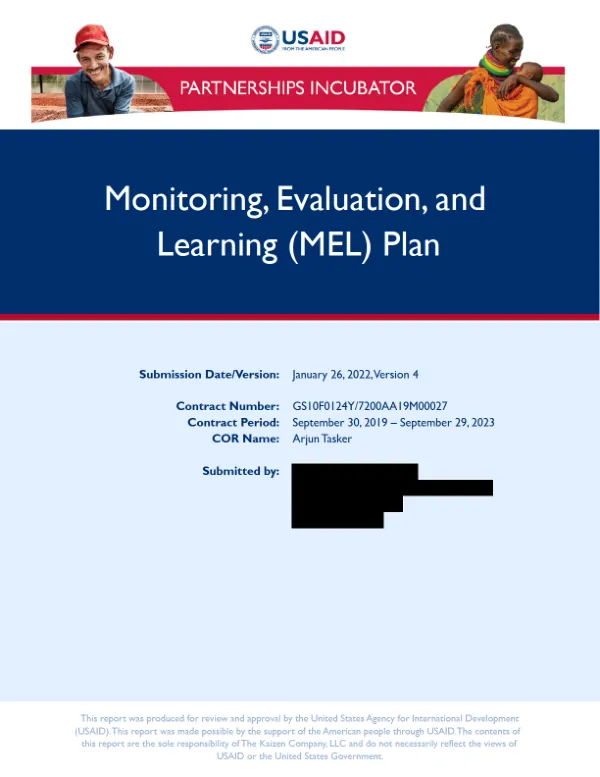 Partnerships Incubator Quality Control Plan (QCP)