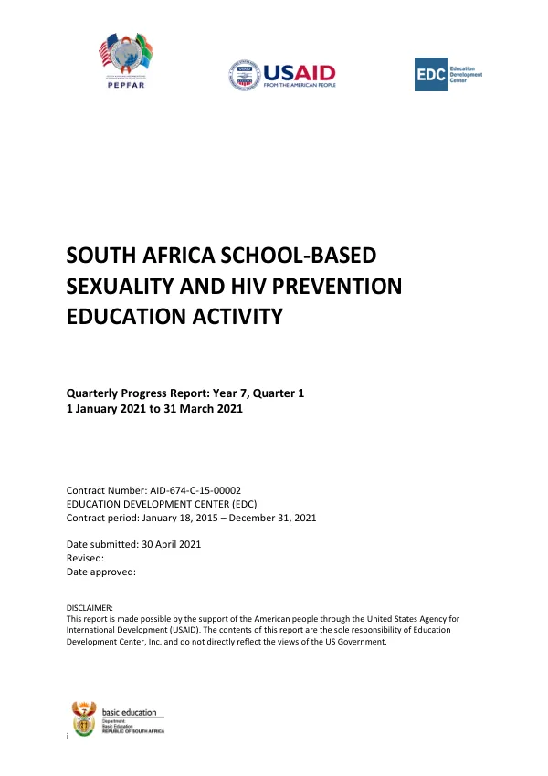 South Africa School-Based Sexuality and HIV Prevention Education Activity